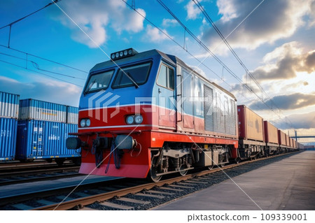 Global business of Container Cargo freight train. Generative AI Global business of Container Cargo freight train. Generative AI 109339001