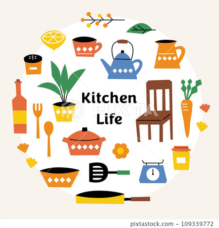 Illustration set of natural kitchen goods Illustration set of natural kitchen goods 109339772