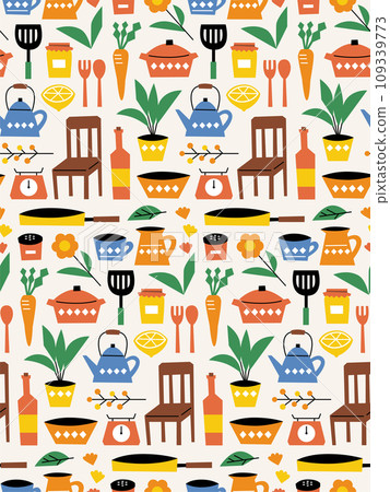 Seamless pattern of natural kitchen items Seamless pattern of natural kitchen items 109339773