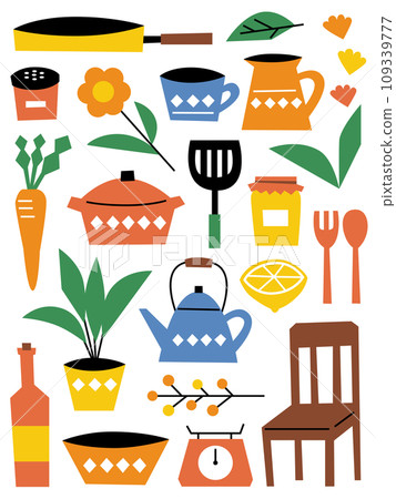 天然廚房用品插圖集 109339777
