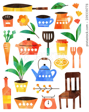 天然廚房用品插圖集 109339778
