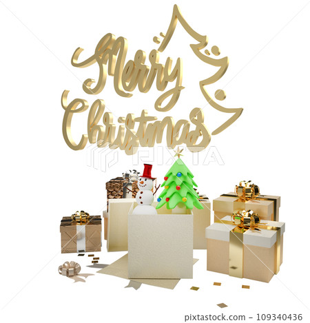 The Gold text and gift box for Christmas or Holiday concept 3d rendering The Gold text and gift box for Christmas or Holiday concept 3d rendering 109340436