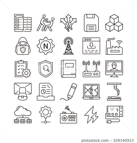 device artificial intelligence technology icon set device artificial intelligence technology icon set 109340913