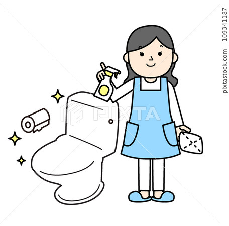 House cleaning Toilet cleaning Simple character illustration House cleaning Toilet cleaning Simple character illustration 109341187