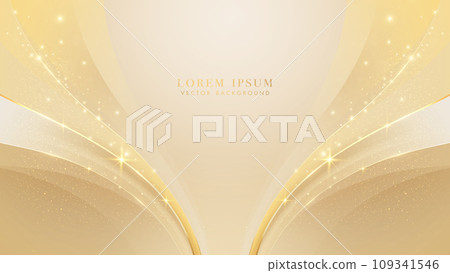 Luxury background with golden curve line decoration and glitter light effect. Elegant style background design concept Luxury background with golden curve line decoration and glitter light effect. Elegant style background design concept 109341546