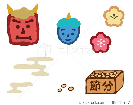 Setsubun/Oni and Bean Illustration 01 (color) 109341567