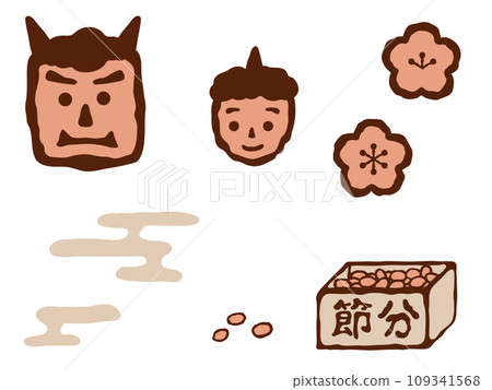 節分/鬼與豆插畫01(簡單) 節分/鬼與豆插畫01(簡單) 109341568