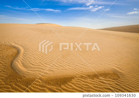 White sand dunes desert on sunrise, Mui Ne, Vietnam 109341630