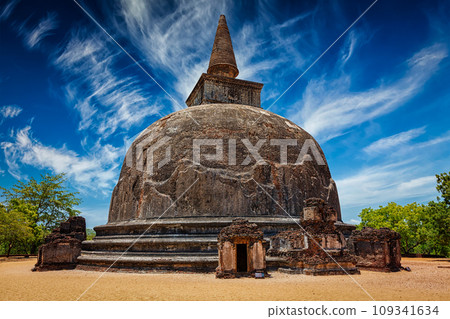 Sri Lankan tourist landmark - Kiri Vihara - ancient dagoba. Polonnaruwa, Sri Lanka 109341634