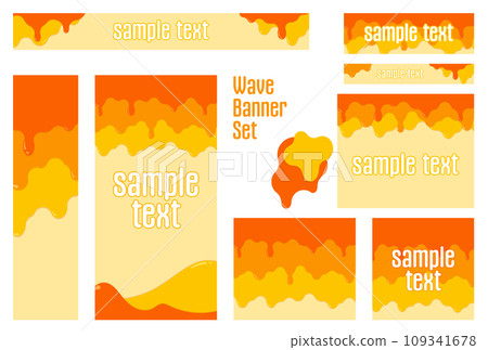 Banner set_Dripping liquid_Orange 109341678