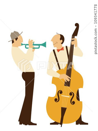 wood bass player and trumpet player 109341778