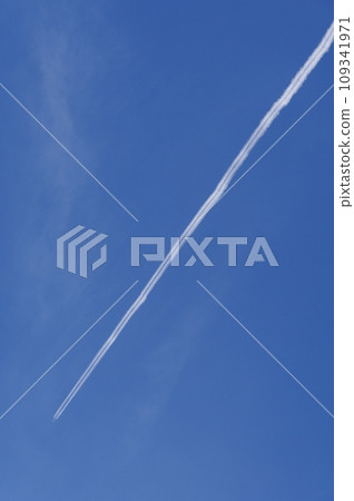 Blue sky and airplane cloud 109341971