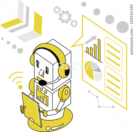 Image illustration of business automation using RPA/robots 109342385
