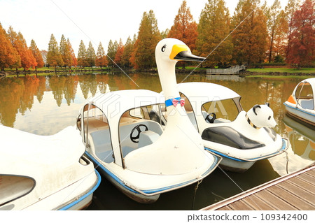 天鵝船 埼玉縣加須花崎水上樂園池塘船 109342400