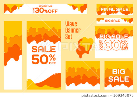 Banner set_Dripping liquid_Orange 109343073