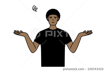 African man spreading his arms out in trouble African man spreading his arms out in trouble 109343420