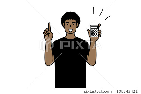 African man pointing with a calculator African man pointing with a calculator 109343421