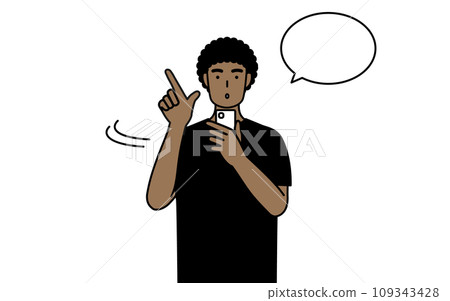 African man operating a smartphone 109343428