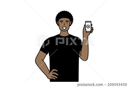 African man using smartphone at work 109343430