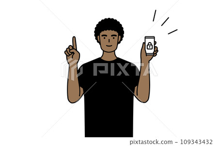 African man taking security measures for his smartphone 109343432
