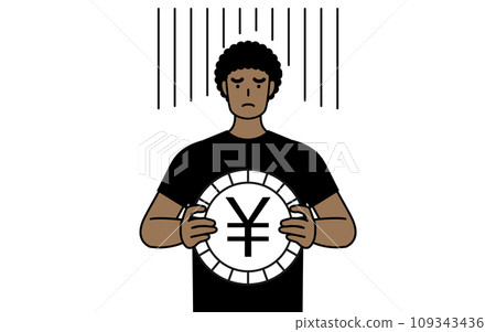 Image of foreign exchange losses and weak yen, African men Image of foreign exchange losses and weak yen, African men 109343436