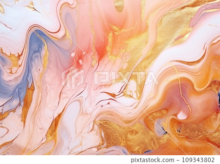 Abstract rose blush liquid watercolor background with golden lines, dots and stains. Pastel marble alcohol ink drawing effect. Abstract rose blush liquid watercolor background with golden lines, dots and stains. Pastel marble alcohol ink drawing effect. 109343802