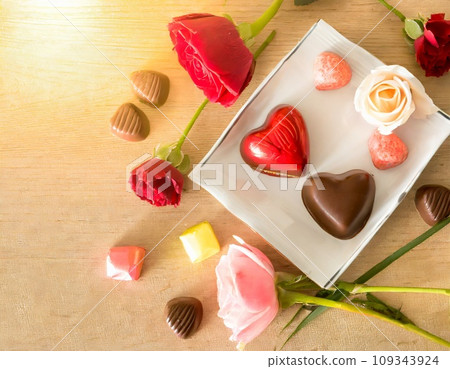 AI image of Valentine's chocolate and chocolate with ribbon 109343924