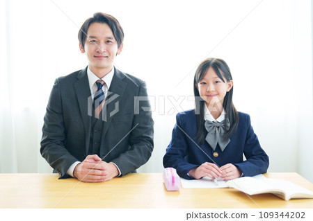 teacher and girl portrait teacher and girl portrait 109344202