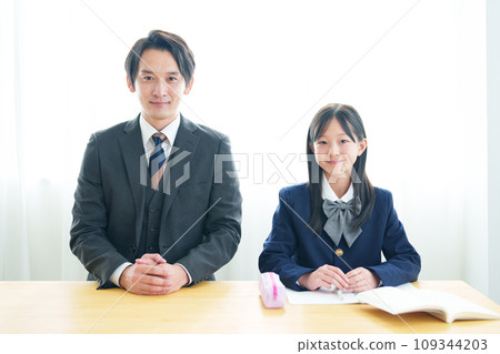 teacher and girl portrait teacher and girl portrait 109344203