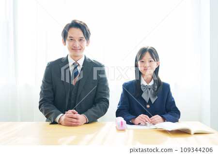 teacher and girl portrait teacher and girl portrait 109344206