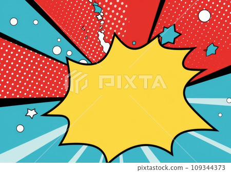 Colorful comic book background with blank white speech bubbles of different shapes. Colorful comic book background with blank white speech bubbles of different shapes. 109344373