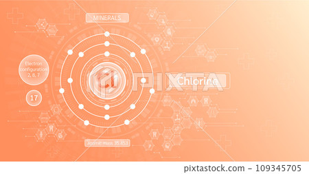 Minerals chlorine and Vitamin supplements complex capsule. Calcium food sources and functions. Health care and science icon pattern medical innovation. Orange background vector. 109345705
