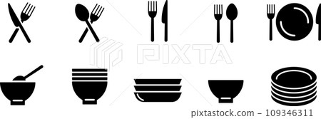 Set of silhouette cutlery icons 109346311