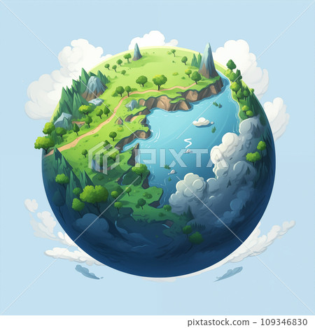 手绘卡通地球插画 109346830