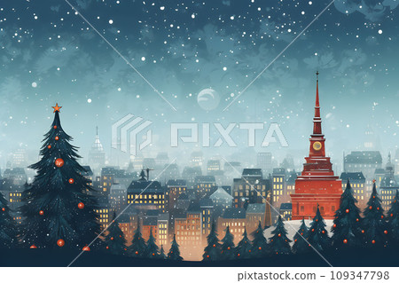 christmas tree in the city.GenerativeAI. christmas tree in the city.GenerativeAI. 109347798