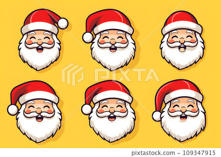 sticker set of santa claus.flat cartoon design.GenerativeAI. sticker set of santa claus.flat cartoon design.GenerativeAI. 109347915