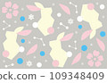 Seamless rabbit and cherry blossom background 109348409