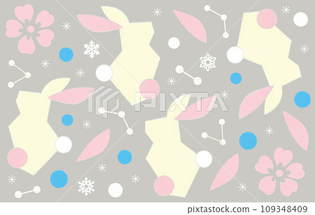 Seamless rabbit and cherry blossom background 109348409