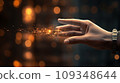Human hand with high-technology, Concept of humans and AI technology 109348644