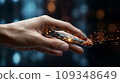 Human hand with high-technology, Concept of humans and AI technology 109348649