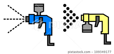 Illustration of an air spray gun that sprays paint for painting 109349177