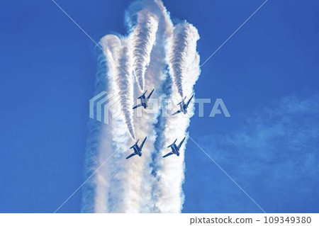 Blue Impulse from Matsushima Air Base flying in the blue sky Higashi Matsushima City, Miyagi Prefecture 109349380