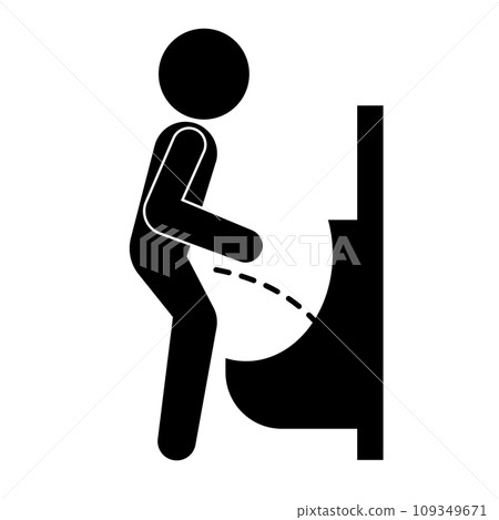 Men's toilet silhouette icon. A man peeing. vector. Men's toilet silhouette icon. A man peeing. vector. 109349671