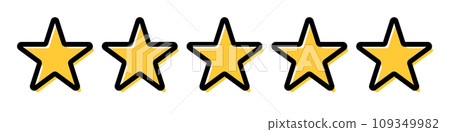 五星級評級圖示。點評星級。向量。 五星級評級圖示。點評星級。向量。 109349982
