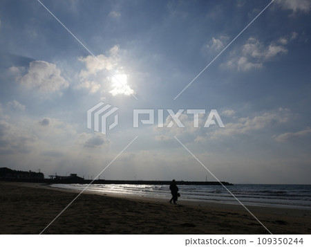 Winter sea on a sunny day (Fukuoka Prefecture) 109350244