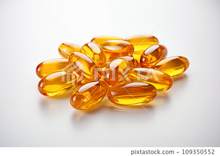 Fish oil capsules in amber hues radiate health and vitality 109350552