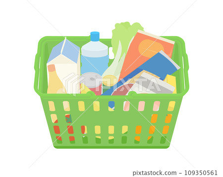 包含雜貨和飲料的購物車的插圖 109350561