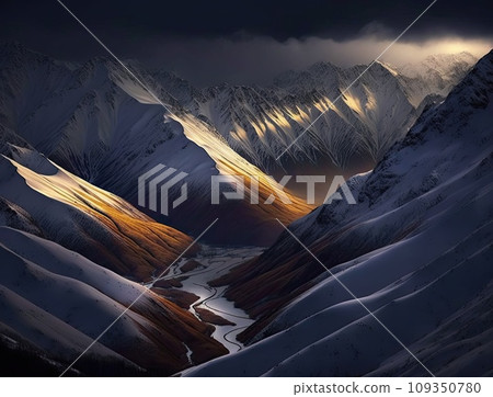 Scenery panoramic landscape of the Swiss Southern Alps majestic peaks 109350780