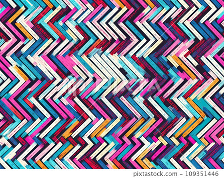 Abstract hatchings crosshatch design woven texture with chaotic dashes, chevron and zig-zag lines, plaid hatchings concept. 109351446