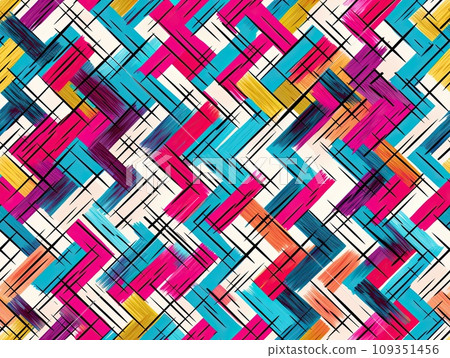 Abstract hatchings crosshatch design woven texture with chaotic dashes, chevron and zig-zag lines, plaid hatchings concept. Abstract hatchings crosshatch design woven texture with chaotic dashes, chevron and zig-zag lines, plaid hatchings concept. 109351456